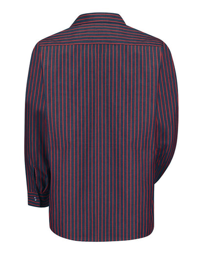 Red Kap Men's Industrial Long Sleeve Work Shirt SP14 #color_Navy/ Red Stripe