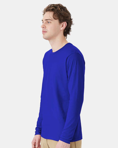 Hanes Unisex Perfect-T Long Sleeve T-Shirt 498L #colormdl_Deep Royal