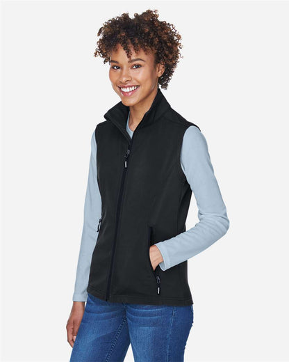 CORE365 Women's Cruise Two-Layer Fleece Bonded Soft Shell Vest CE701W #colormdl_Black