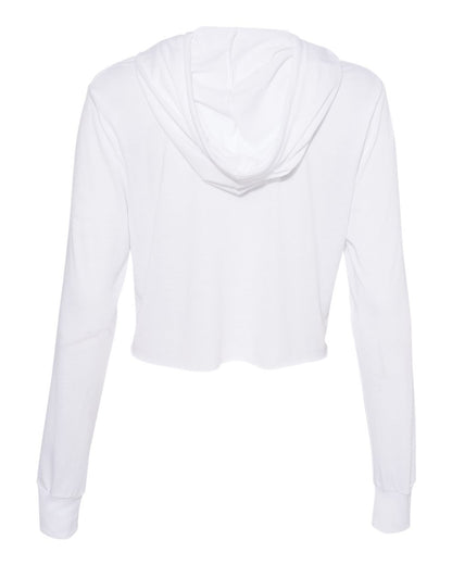 BELLA + CANVAS Women’s Triblend Crop Long Sleeve Hoodie 8512 #color_Solid White Triblend