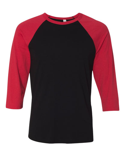 BELLA + CANVAS Three-Quarter Sleeve Baseball Tee 3200 #color_Black/ Red