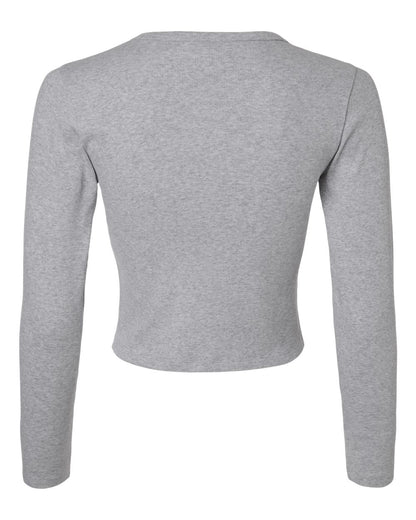 American Apparel Women's Baby Rib Long Sleeve Cropped Tee BR2107 #color_Heather Grey