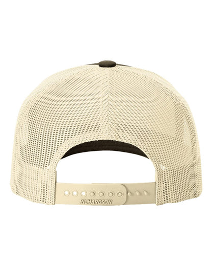 Richardson Five-Panel Trucker Cap 112FP #color_Chocolate Chip/ Birch