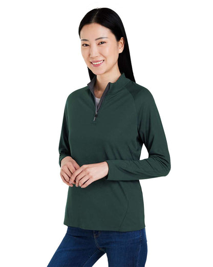 CORE365 Women's Origin Performance Pique Quarter-Zip Pullover CE418W #colormdl_Forest/ Carbon