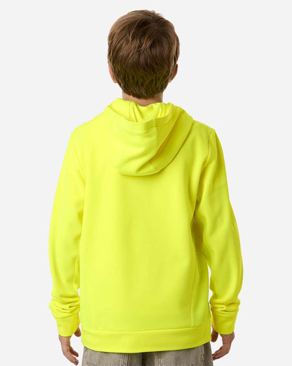 Team 365 Youth Squad Hooded Tech Fleece Pullover TT400Y #colormdl_Safety Yellow