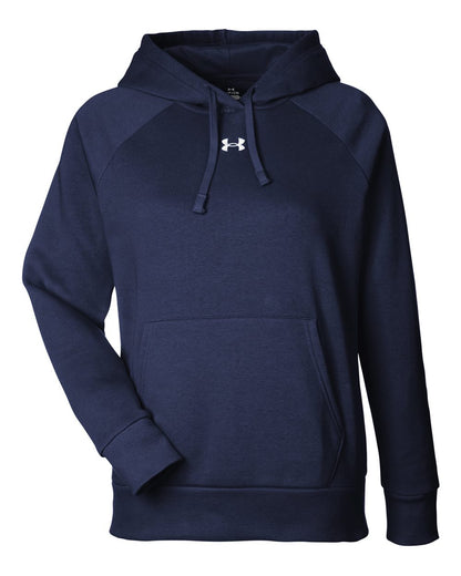 Under Armour Women's Rival Fleece Hooded Sweatshirt 1379500 #color_Midnight Navy/ White