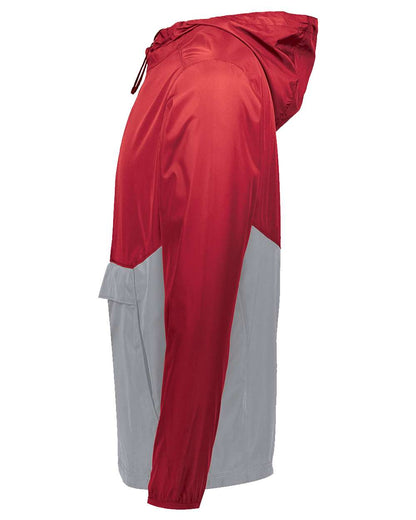 Holloway Men's Packable Quarter-Zip Jacket 229534 #color_Scarlet/ Athletic Grey