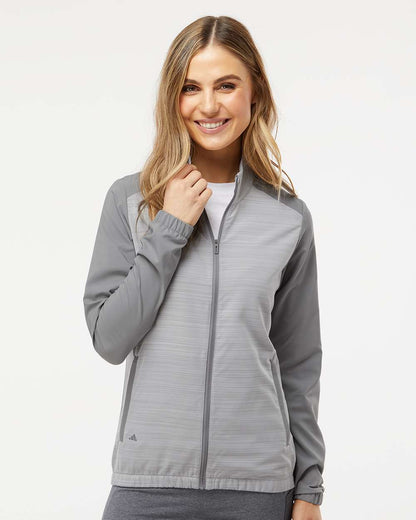 Adidas Women's Heather Block Full-Zip Windshirt A547 #colormdl_Grey Three/ Grey Three Heather