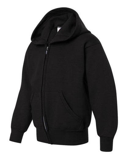 Hanes Youth EcoSmart® Full-Zip Hooded Sweatshirt P480 #color_Black
