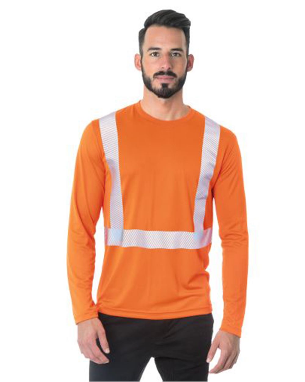 Bayside Unisex USA-Made Hi-Visibility Long Sleeve Performance T-Shirt - Segmented Tape 3740