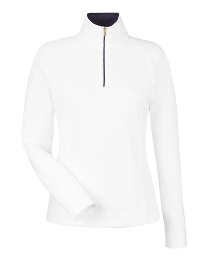 Fairway & Greene Women's Wells Tech Quarter-Zip Pullover F12250 #color_White/ Eclipse