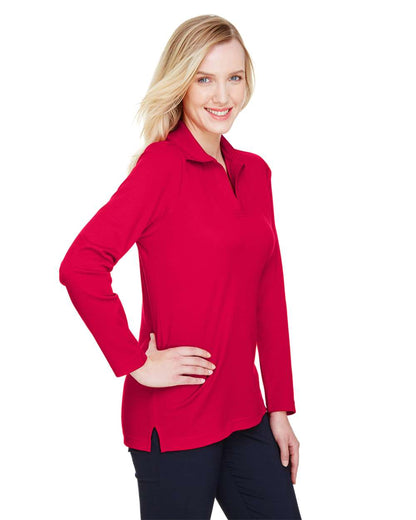 Devon & Jones Women's CrownLux Performance® Plaited Long Sleeve Polo DG20LW #colormdl_Red