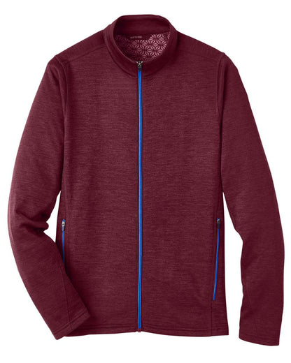 North End Men's Flux 2.0 Full-Zip Jacket NE712 #color_Burgundy Heather/ Olympic Blue