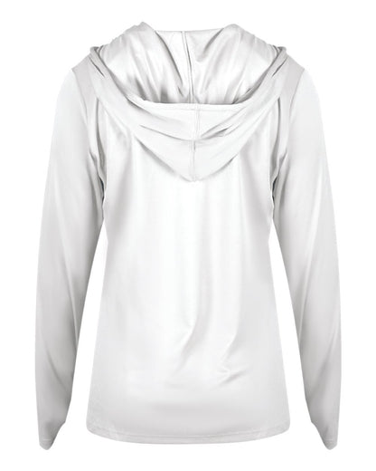 Badger Women's B-Core Long Sleeve Hooded T-Shirt 4165 #color_White