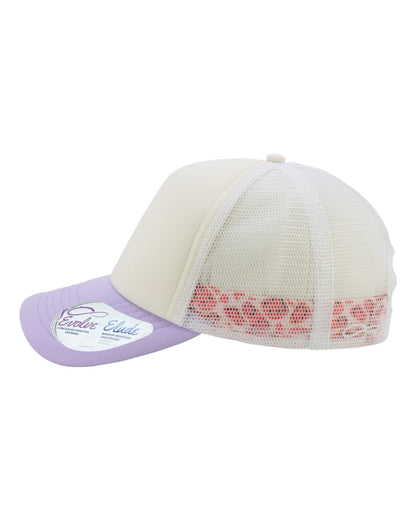 Infinity Her Women's Foam Trucker Cap ROSIE #color_Ivory/ Lavender/ White/ Smiley