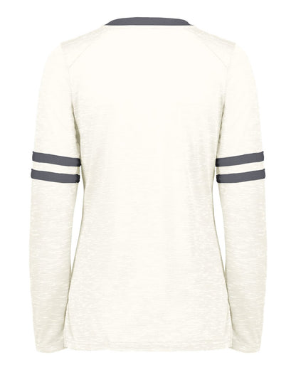 Holloway Women's Eco Revive™ Monterey Long Sleeve V-Neck T-Shirt 223246 #color_Birch Heather/ Athletic Heather