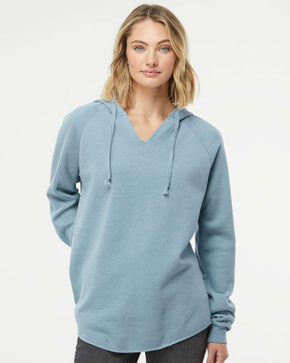 Independent Trading Co. Women’s Lightweight California Wave Wash Hooded Sweatshirt PRM2500 #colormdl_Misty Blue