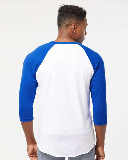 Tultex Fine Jersey Raglan T-Shirt 245 #colormdl_White/ Royal