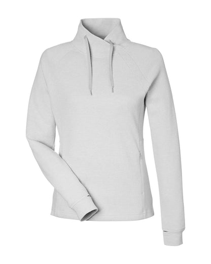 North End Women's Rhythm Waffle Cross-Neck Pullover NE200W #color_Platinum
