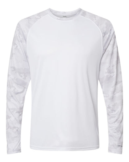 Paragon Unisex Cayman Performance Camo Colorblocked Long Sleeve T-Shirt 216 #color_White
