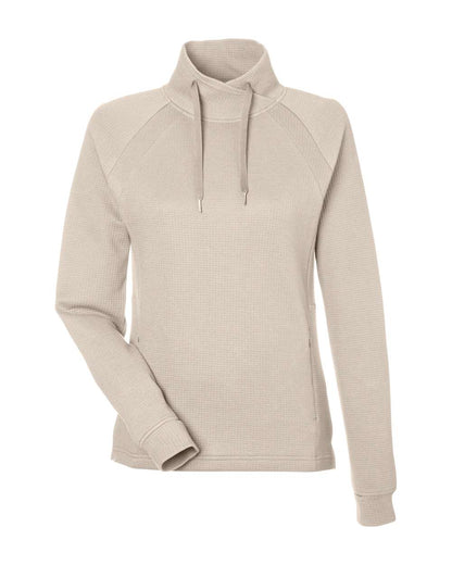 North End Women's Rhythm Waffle Cross-Neck Pullover NE200W #color_Oatmeal