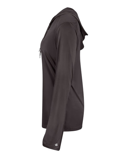 Badger Women's B-Core Long Sleeve Hooded T-Shirt 4165 #color_Graphite