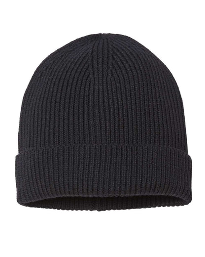 Atlantis Headwear Sustainable Fine Rib Cuffed Beanie ANDY #color_Black