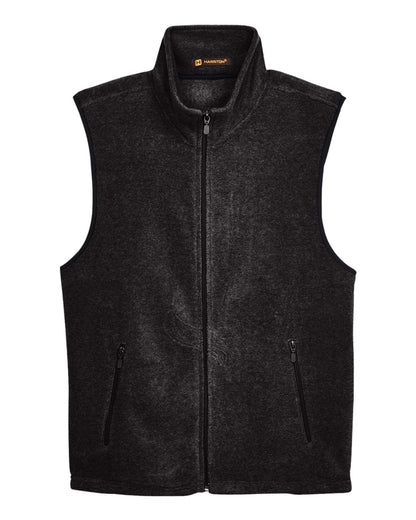 Harriton Unisex Fleece Full-Zip Vest M985 #color_Black
