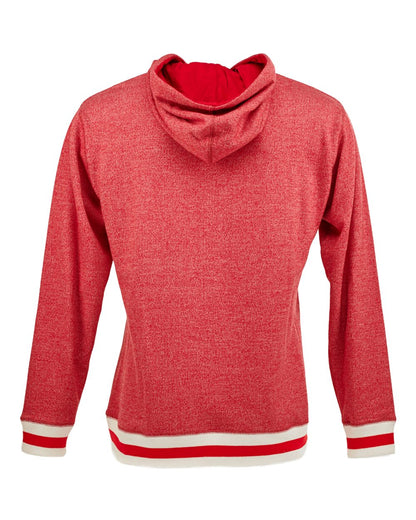 J. America Unisex Peppered Fleece Lapover Hooded Sweatshirt 8701 #color_Red Pepper
