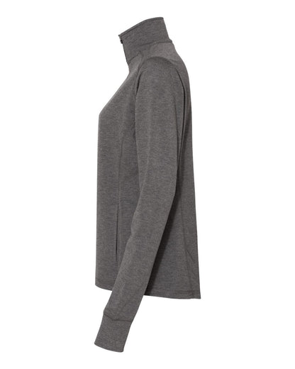 J. America Women’s Omega Stretch Quarter-Zip Pullover 8433 #color_Charcoal Triblend