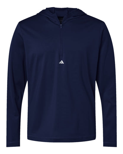 Adidas Men's Lightweight Quarter-Zip Hooded Pullover A596 #color_Collegiate Navy