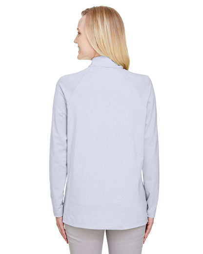 Devon & Jones Women's CrownLux Performance® Clubhouse Micro-Stripe Quarter-Zip Pullover DG480W #colormdl_Navy