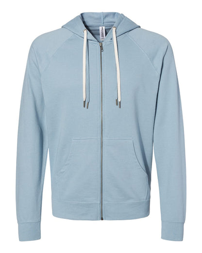 Independent Trading Co. Icon Lightweight Loopback Terry Full-Zip Hooded Sweatshirt SS1000Z #color_Misty Blue