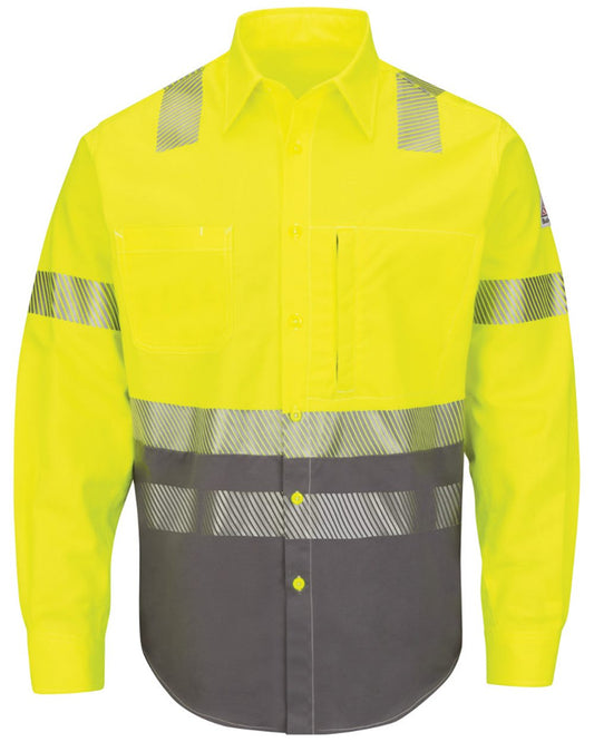 Bulwark Men's Tall Hi-Visibility Color Block Uniform Shirt - EXCEL FR® ComforTouch® - 7 oz. SLB4HT