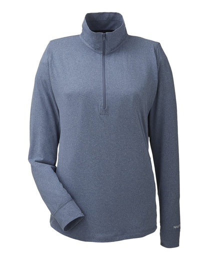 Nautica Women's Saltwater Quarter-Zip Pullover N17925 #color_Faded Navy