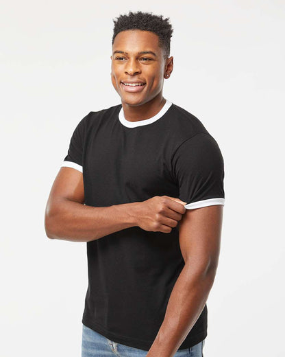 Tultex Fine Jersey Ringer T-Shirt 246 #colormdl_Black/ White