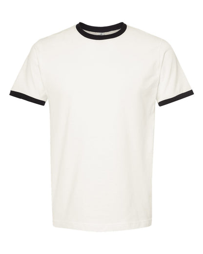 Tultex Fine Jersey Ringer T-Shirt 246 #color_Vintage White/ Black