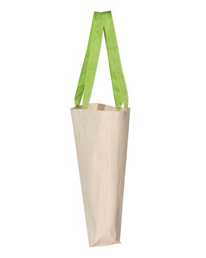 Q-Tees 11L Canvas Tote with Contrast-Color Handles Q4400 #color_Natural/ Lime