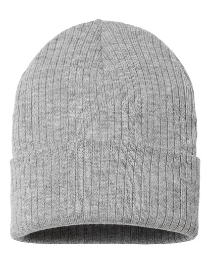 Atlantis Headwear Sustainable Rib Cuffed Beanie RIO #color_Light Grey Melange