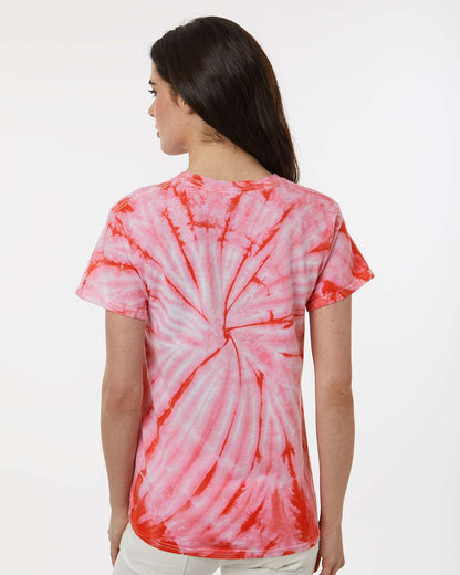 Dyenomite Cyclone Pinwheel Tie-Dyed T-Shirt 200CY #colormdl_Coral