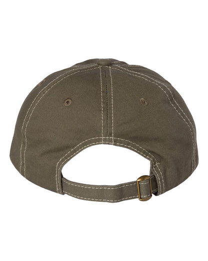 Valucap Bio-Washed Classic Dad Hat VC300A #color_Olive/ Stone Stitch