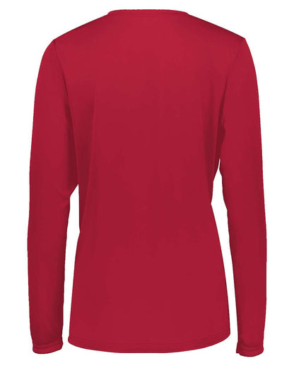Holloway Women's Momentum Long Sleeve V-Neck T-Shirt 222824 #color_Scarlet