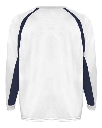 Badger Youth B-Core Hook Long Sleeve T-Shirt 2154 #color_White/ Navy