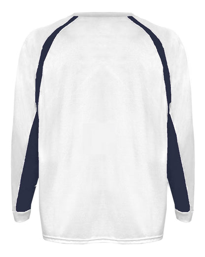 Badger Men's B-Core Hook Long Sleeve T-Shirt 4154 #color_White/ Navy