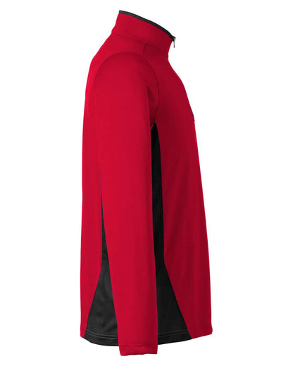 Harriton Men's Flash Snag Protection Plus IL Colorblock Quarter-Zip Pullover M786 #color_Red/ Black