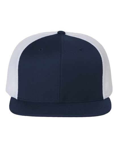 Richardson Wool Blend Flat Bill Trucker Cap 511 #color_Navy/ White