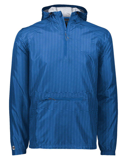 Holloway Men's Range Hooded Packable Quarter-Zip Jacket 229554 #color_Royal
