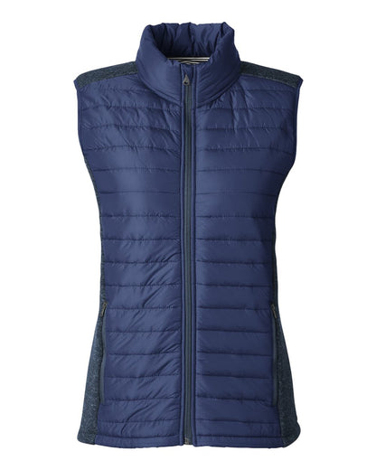 Nautica Women's Harbor Puffer Vest N17947 #color_Navy/ Navy Heather