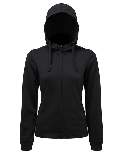 TriDri Women's Spun Dyed Full-Zip Hooded Sweatshirt TD498 #color_Black