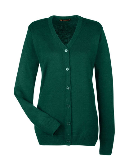 Harriton Women's Pilbloc V-Neck Button Cardigan Sweater M425W #color_Hunter